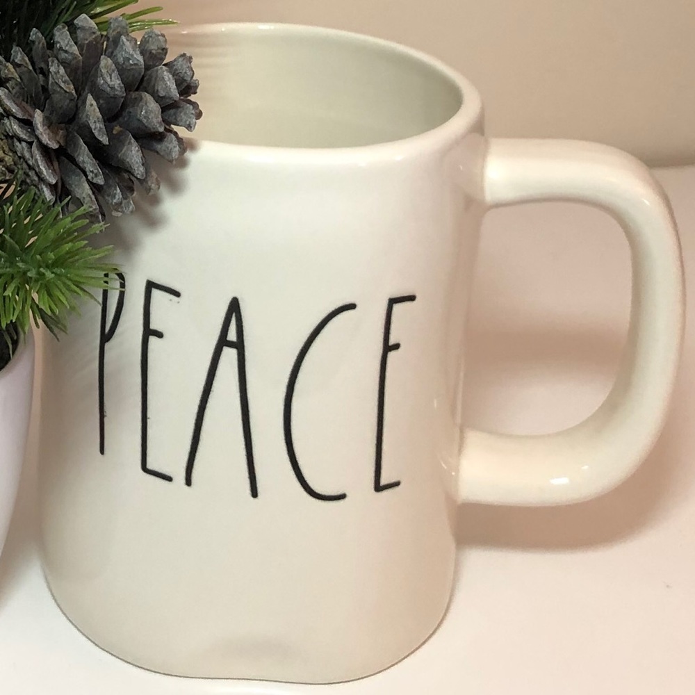 Rae Dunn “PEACE” Mug Coffee Tea Cream Ivory White